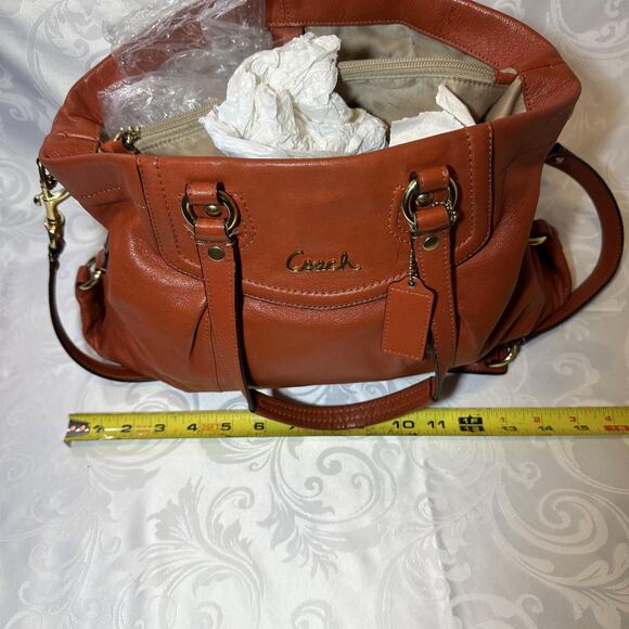 Coach Ashley Carryal Leather Satchel Bag Burnt Orange Shoulder Tote Purse - Picture 11 of 11